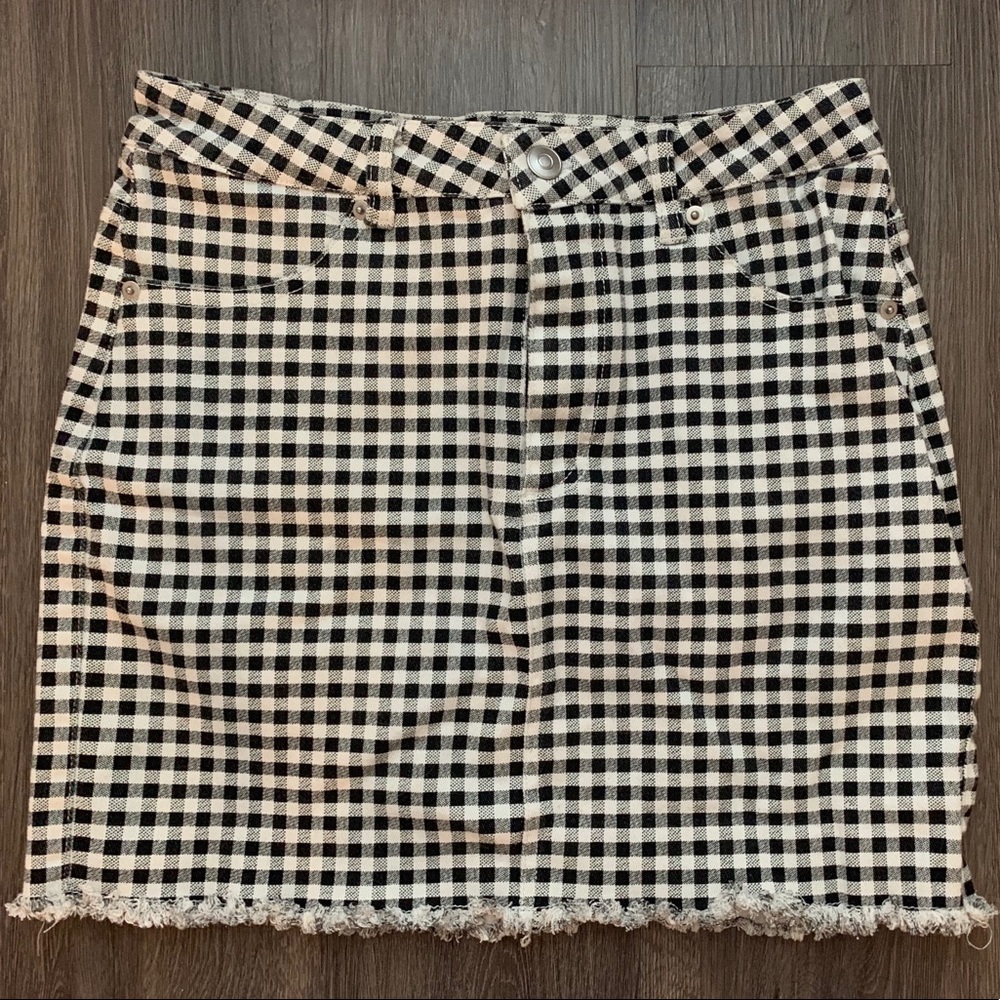 Black and white checkered skirt